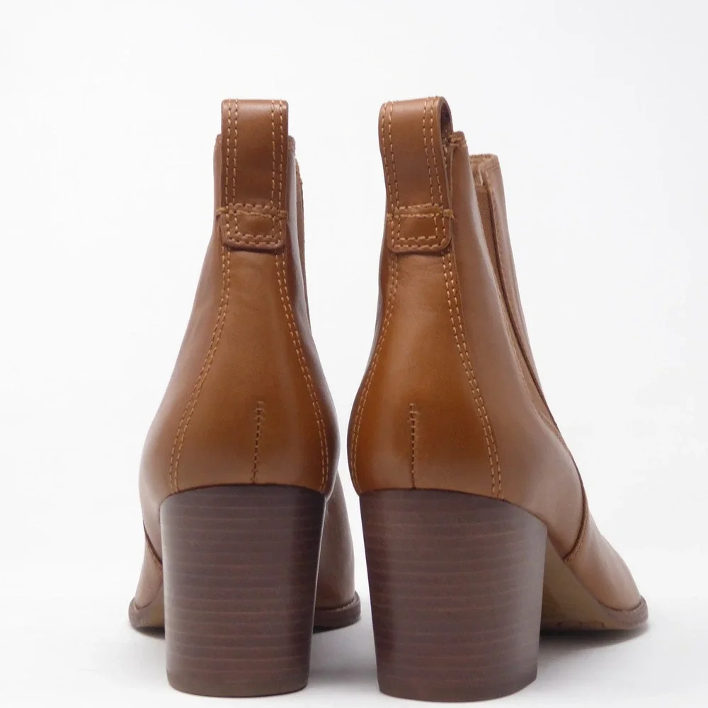 NEW Madewell Womens Regan Chelsea Boots Tan Brown Leather Block Heel Size 10